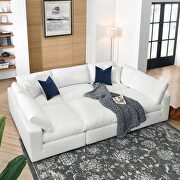 Down filled overstuffed 6-piece sectional sofa in pure white main photo