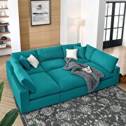 Down filled overstuffed 6-piece sectional sofa in teal main photo