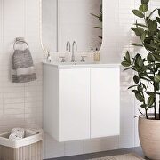 White wall-mount 24 bathroom vanity in white main photo