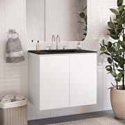 Wall-mount 30 bathroom vanity in white/ black main photo