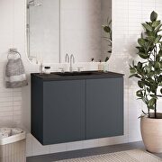 Wall-mount 36 bathroom vanity in gray/ black main photo