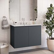 Wall-mount 36 bathroom vanity in gray/ white main photo