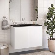 Wall-mount 36 bathroom vanity in white / black main photo