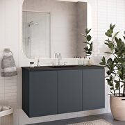Gray finish wall-mount bathroom vanity w/ sink in black main photo