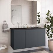 Bryn (Gray Black) Gray finish wall-mount double sink in black bathroom vanity