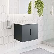 Gray finish 24 bathroom vanity w/ white sink ceramic basin main photo