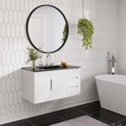 Vitality II (White Black) White finish bathroom vanity w/ black sink ceramic basin