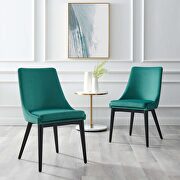 Teal finish performance velvet accent dining chairs - set of 2 main photo