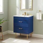 Blue finish bathroom vanity w/ white ceramic sink basin main photo