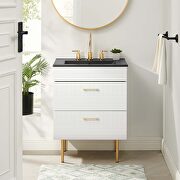 Daybreak (White) White finish bathroom vanity w/ black ceramic sink basin