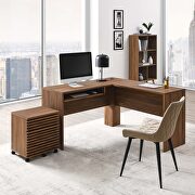 Wood desk and file cabinet set in walnut finish main photo