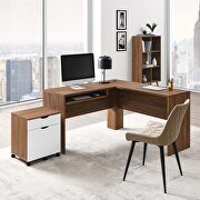 Walnut/ white finish wood desk and file cabinet set main photo