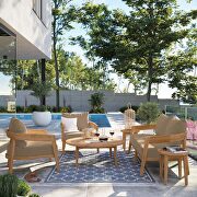 Brisbane II (Light Brown) Natural/ light brown finish 6-piece teak wood outdoor patio outdoor patio set