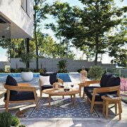 Brisbane II (Navy) Natural/ navy finish 6-piece teak wood outdoor patio outdoor patio set