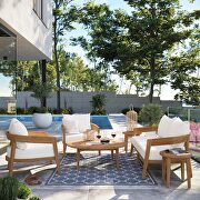 Brisbane II (White) Natural/ white finish 6-piece teak wood outdoor patio outdoor patio set