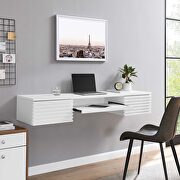 Render II (White) Wall mount wood office desk in white finish
