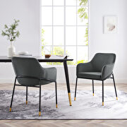 Charcoal finish performance velvet dining chair set of 2 main photo