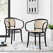 Black finish wood modern farmhouse style dining chair set of 2 main photo