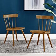 Walnut finish wood dining side chair set of 2 main photo