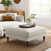 Ivory fabric upholstered ottoman in mid-century style main photo