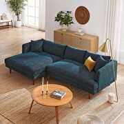 Zoya LF (Navy) Mid-century sectional in polyester, left-facing