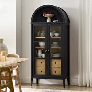 Black / oak display cabinet / curio in modern farmhouse style main photo
