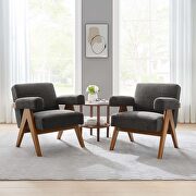 Lyra (Dark Gray) Set of 2 stylish dark gray fabric armchairs
