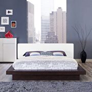 Freja V (Cappuccino) White finish vinyl upholstery platform bed