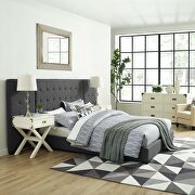 Gray finish upholstered fabric platform bed main photo