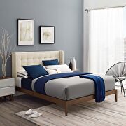Hadley (Beige) Beige finish wingback upholstered polyester fabric platform bed