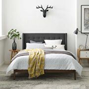 Gray finish wingback upholstered polyester fabric platform bed main photo