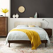 Beige finish upholstered polyester fabric platform bed main photo