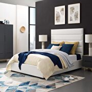 Upholstered faux leather platform bed in white main photo