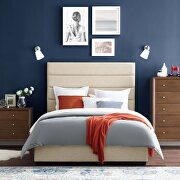 Upholstered fabric platform bed in beige main photo