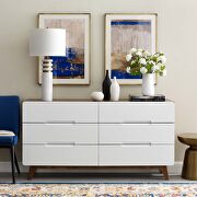Six-drawer wood dresser or display stand in walnut white