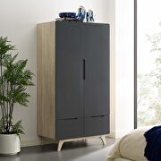 Wood wardrobe cabinet in natural gray main photo