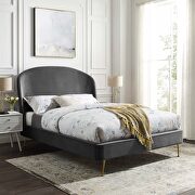 Upholstered performance velvet platform bed in gray main photo