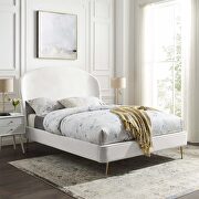 Mira (White) Upholstered performance velvet platform bed in white