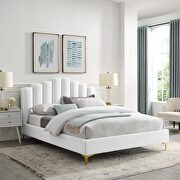 Olivia (White) White finish performance velvet platform bed