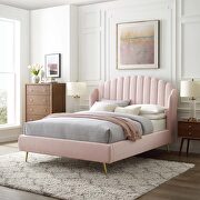 Lana (Pink) Pink finish performance velvet wingback platform bed
