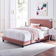 Celine T (Pink) Dusty rose finish channel tufted performance velvet twin bed