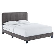 Celine F (Gray) Gray finish channel tufted performance velvet full bed