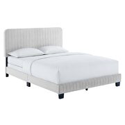 Celine F (Light Gray) Light gray finish channel tufted performance velvet full bed