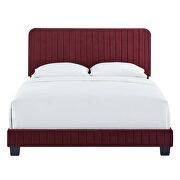 Maroon finish channel tufted performance velvet king bed main photo