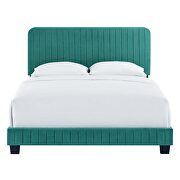 Teal finish channel tufted performance velvet king bed main photo