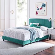 Teal finish channel tufted performance velvet twin bed main photo