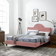 Aurora (Dusty Rose) Performance velvet upholstery queen bed in dusty rose