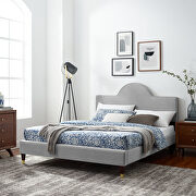 Performance velvet upholstery queen bed in light gray main photo