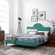 Performance velvet upholstery queen bed in teal main photo