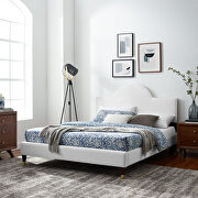 Performance velvet upholstery queen bed in white main photo